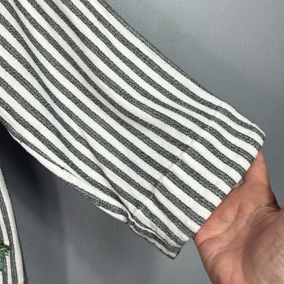 Soft Surroundings Black & White Stripe Floral Embroidered Tunic Top Large - Picture 5 of 9